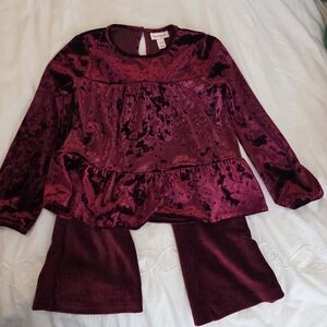 Cat And Jack Maroon Velvet Set
